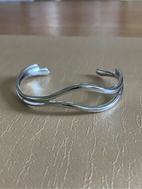 Free People Bracelet Silver Wave Open Cuff